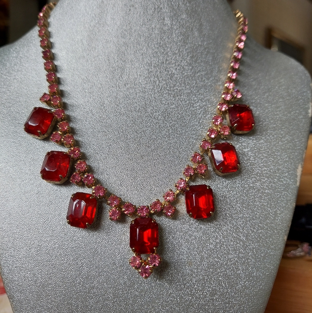 Glamorous Ruby and Rose Necklace